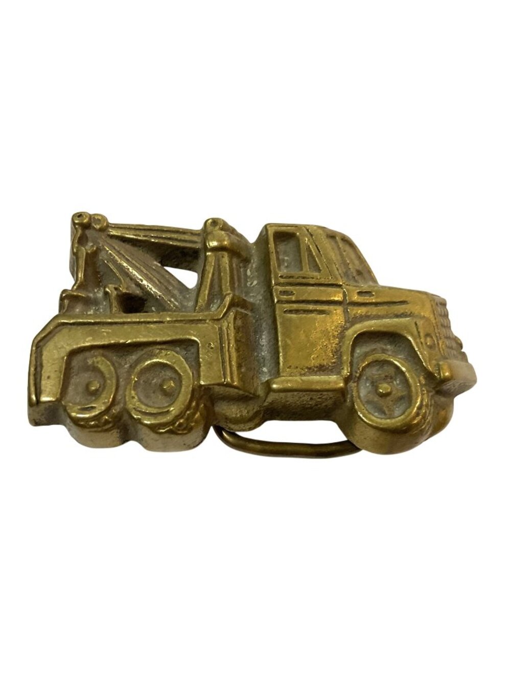 Vintage Tow Truck Brass Belt Buckle Vintage 1980s Solid Brass 3"L 1.5" Belt W